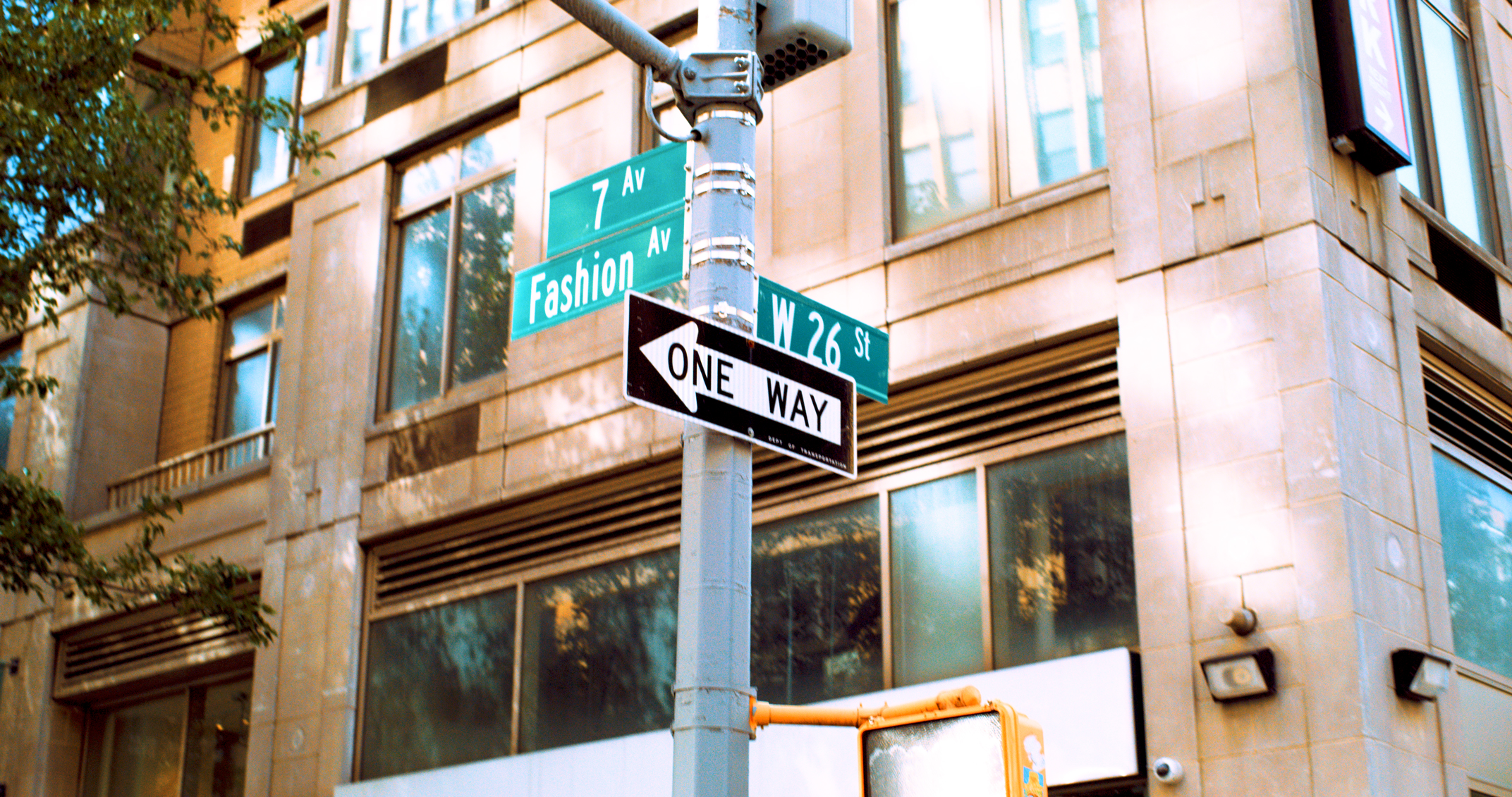 Fashion Avenue and West 26th Street intersection in New York City